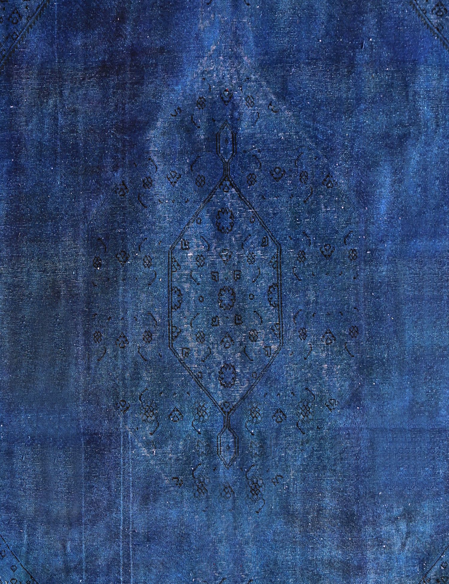 Quadrat Vintage Teppich  blau <br/>302 x 272 cm