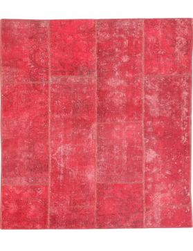 Patchwork teppe 192 x 161 rød
