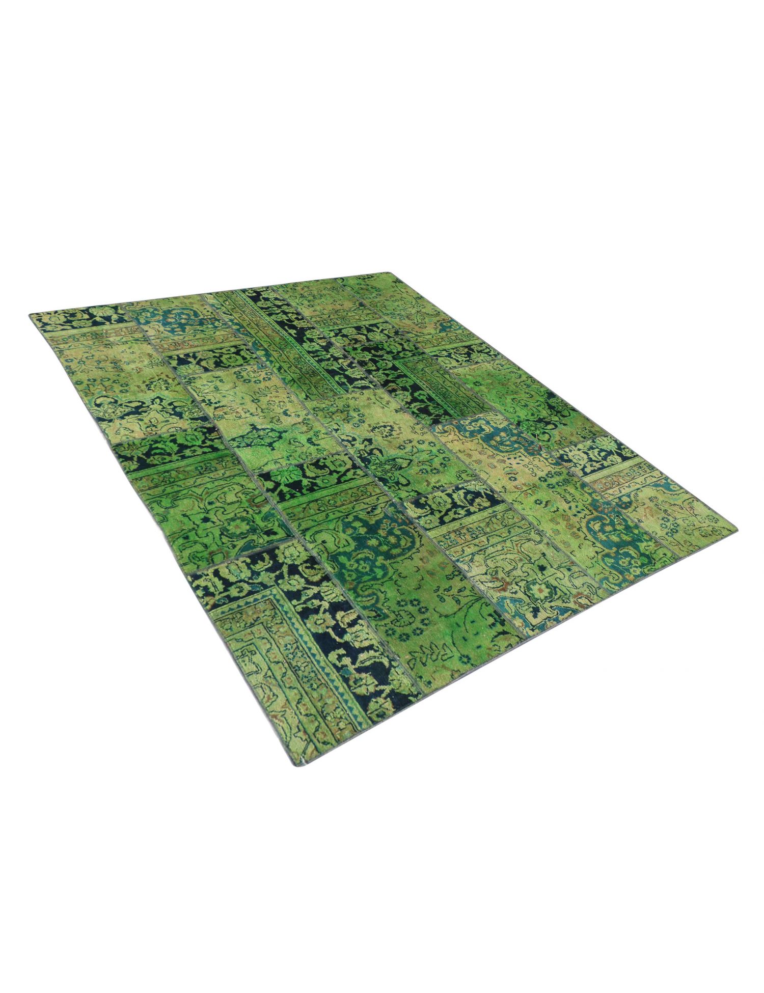 Patchwork Teppich  grün <br/>246 x 178 cm