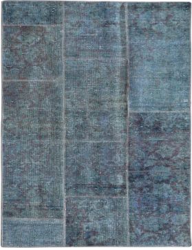 Patchwork Teppich 204 x 133 blau