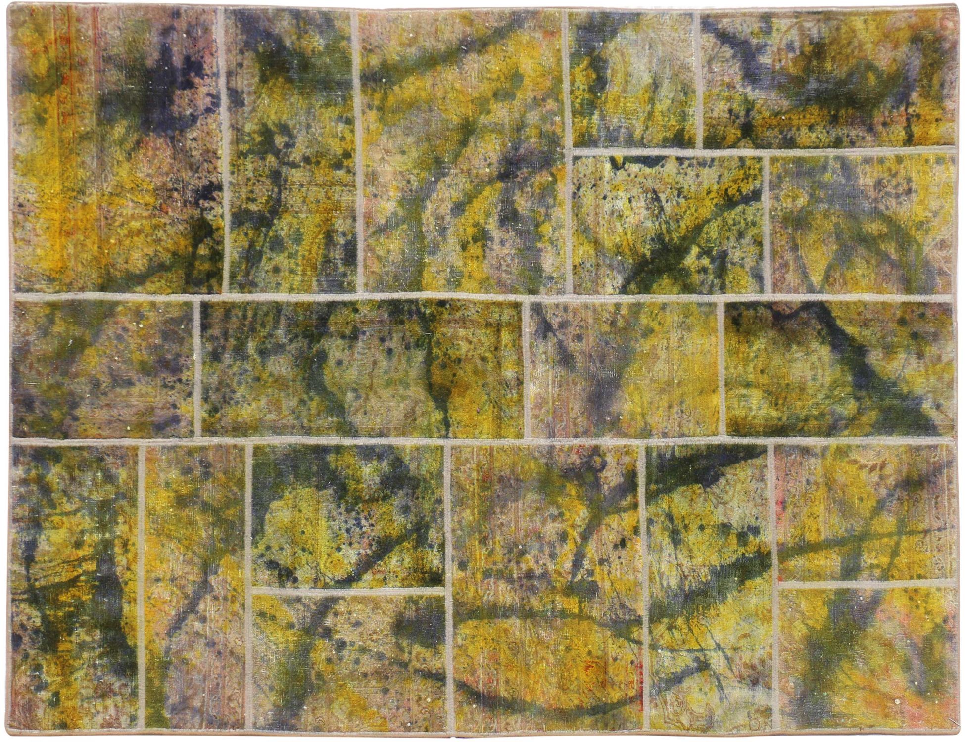 Patchwork Teppich  gelb <br/>255 x 172 cm