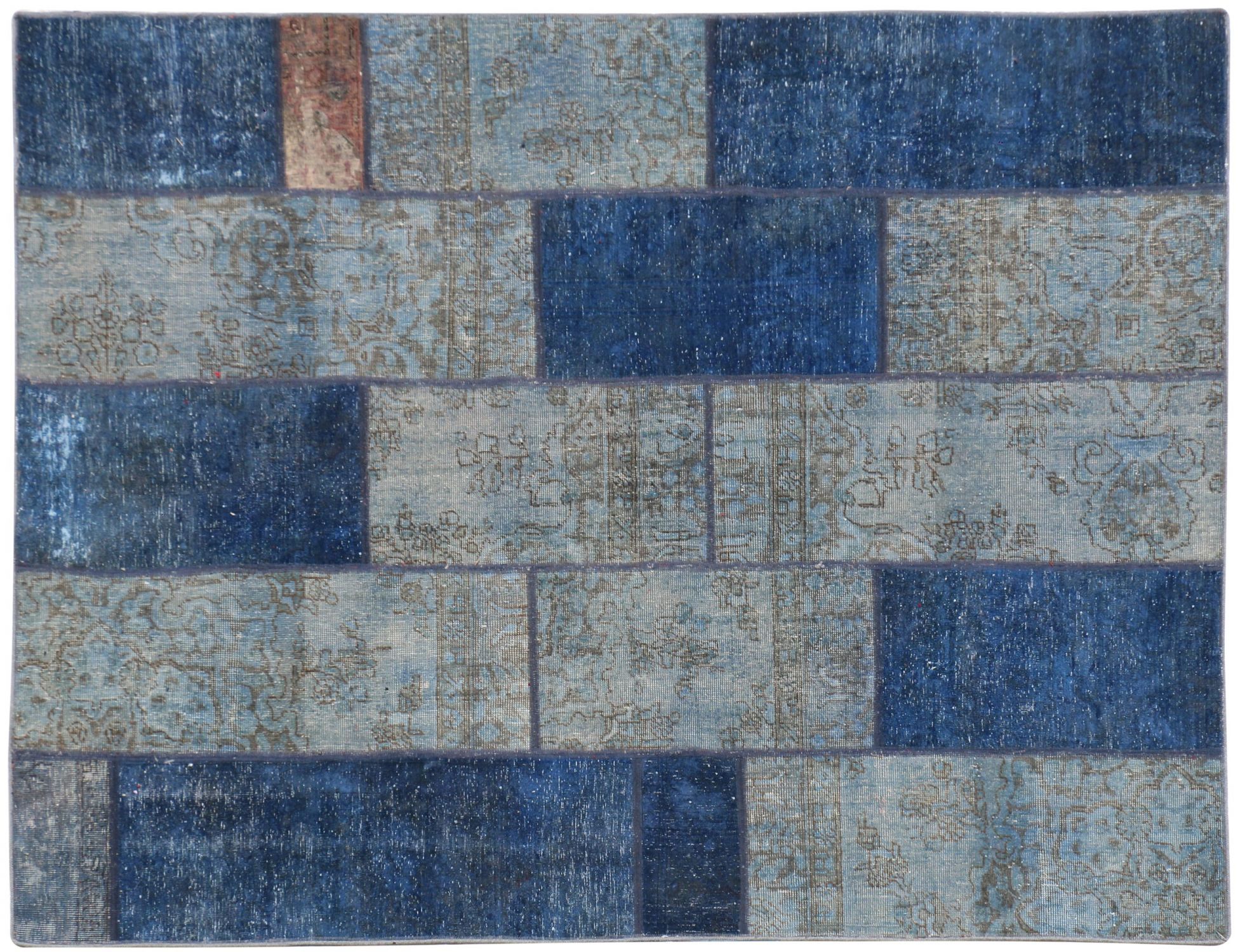 Patchwork Teppich  blau <br/>248 x 176 cm