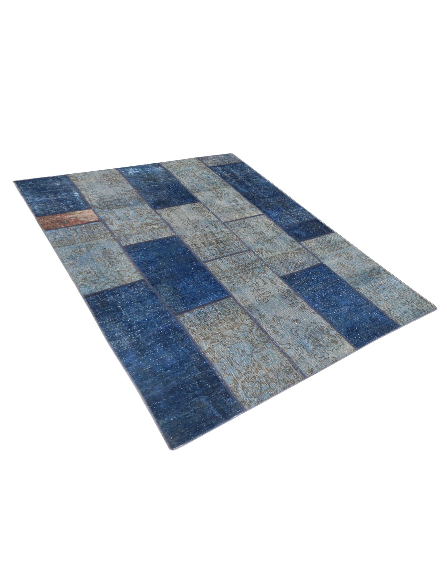 Patchwork Teppich  blau <br/>248 x 176 cm