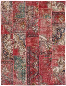 patchwork Teppich 246 x 198 rot
