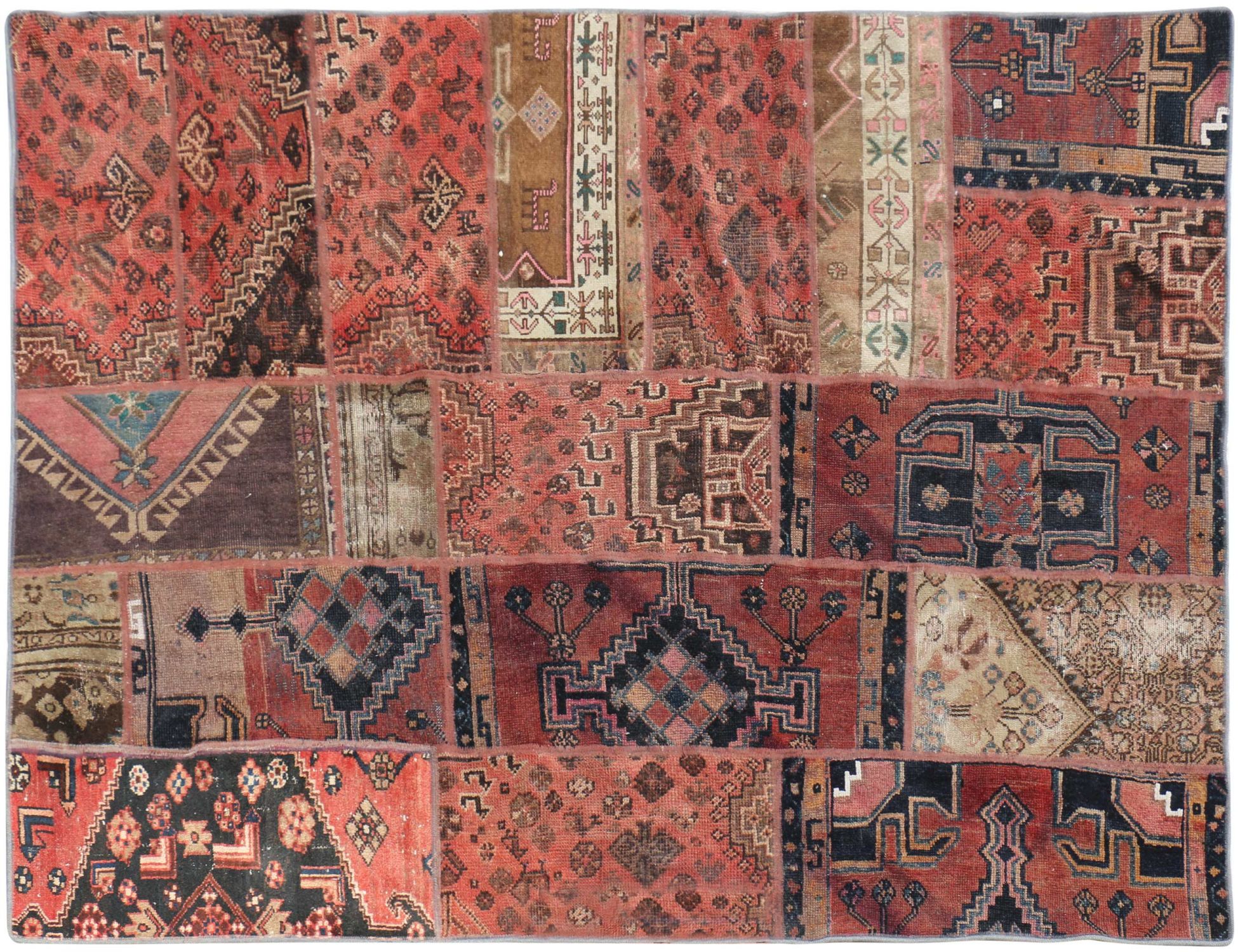 Patchwork Carpet  red  <br/>246 x 170 cm