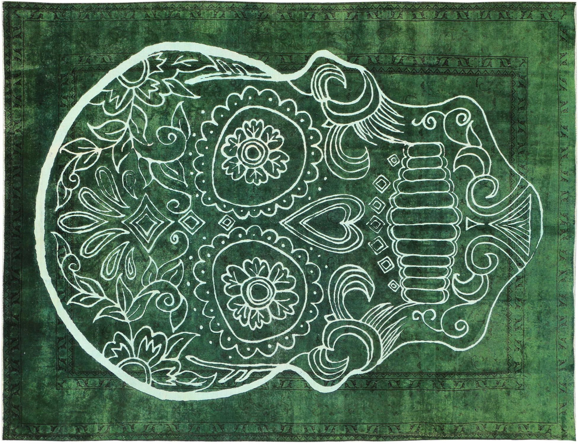 Vintage Teppich  grün <br/>378 x 274 cm