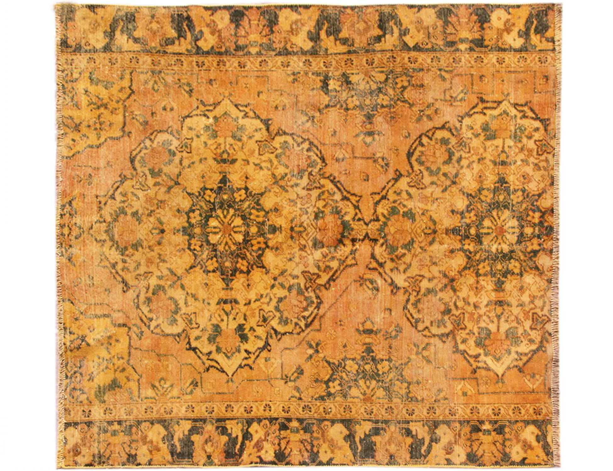 Persisk Vintagetæppe  gul <br/>180 x 180 cm