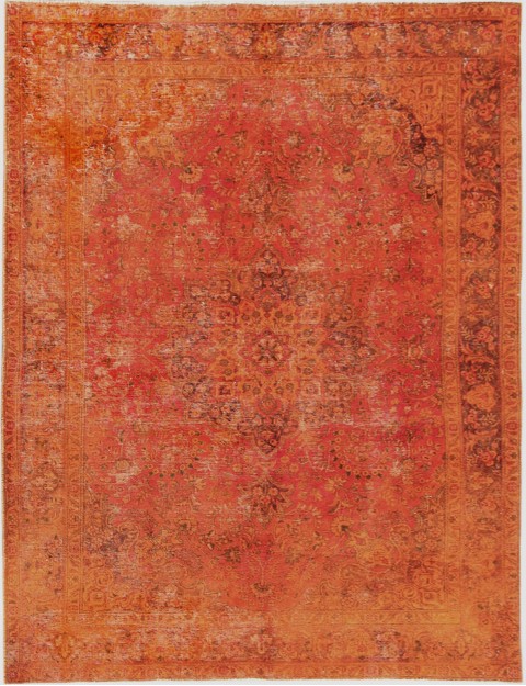 Orange Persien Persischer Vintage Teppich 305 x 200 cm