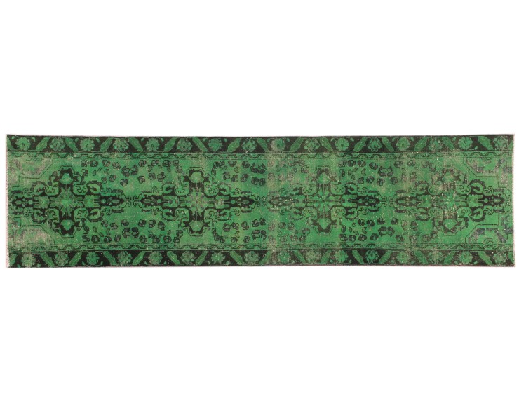 Grøn Persien Persisk Vintagetæppe 356 x 96 cm