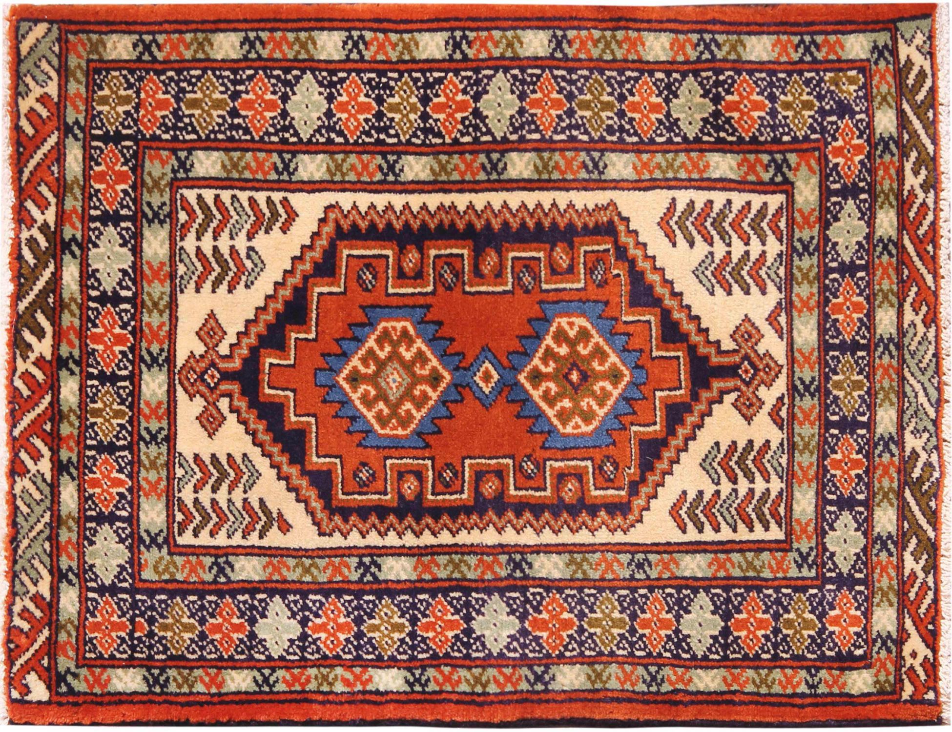 Turkman Tapis  beige <br/>90 x 63 cm