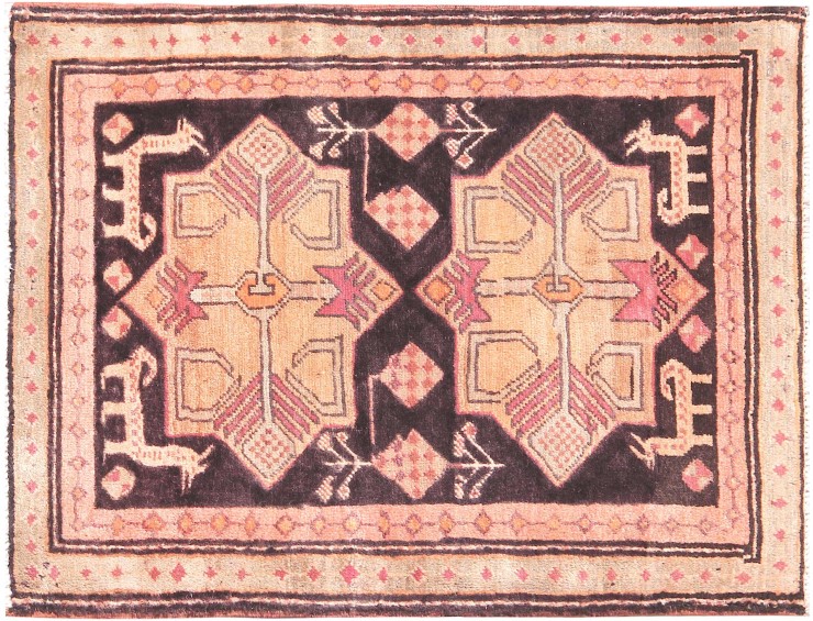 Blå Persien Hamadan Tæppe 91 x 66 cm