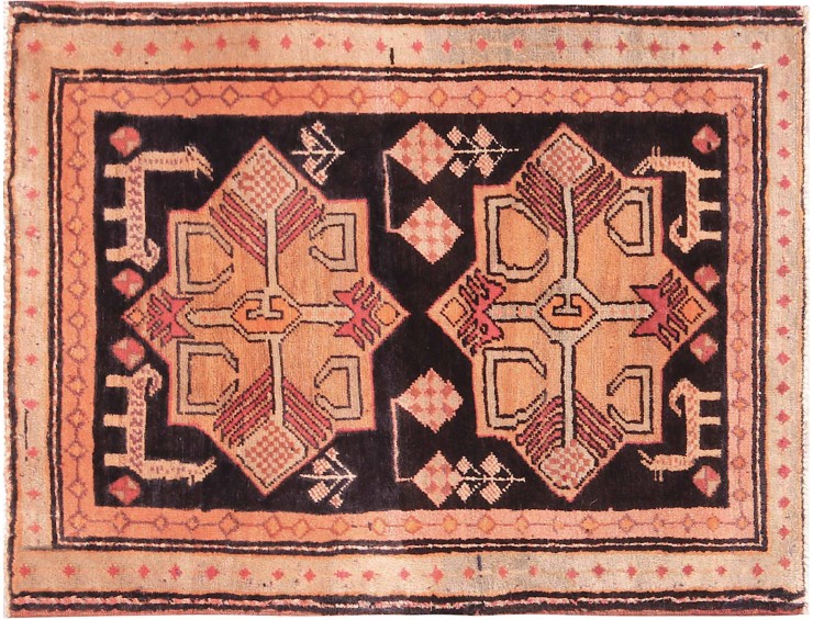 Blå Persien Hamadan Matta 88 x 66 cm