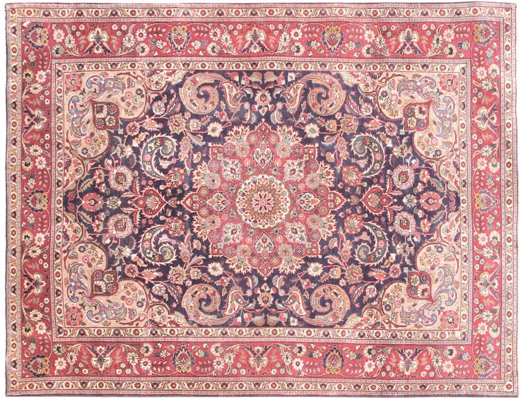 Blauw Perzië Tabriz Tapijt 367 x 249 cm