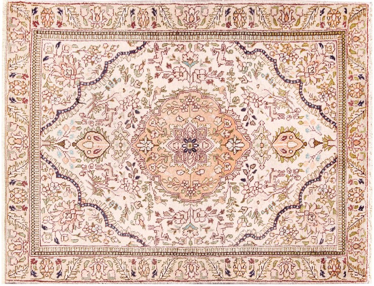 Beige Persa Mashad Alfombra 149 x 96 cm