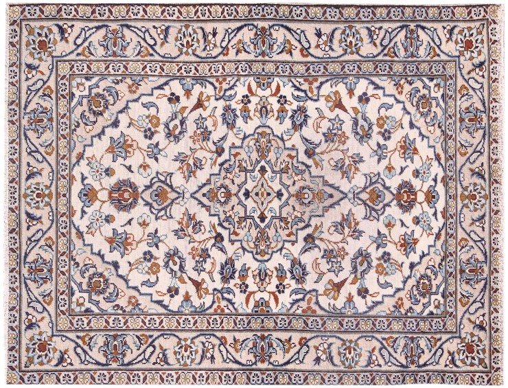 Beige Persien Keshan Tæppe 142 x 95 cm