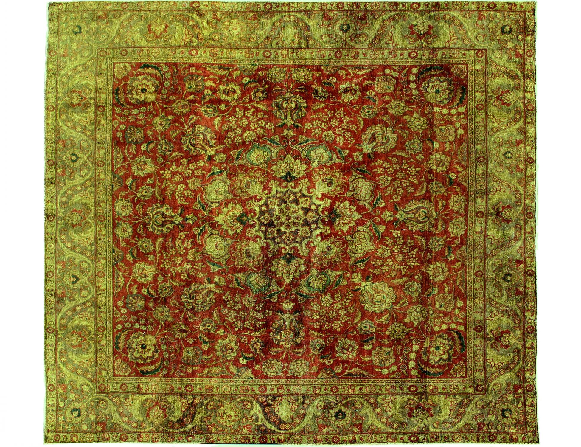 Tappeto vintage persiano  verde <br/>277 x 277 cm