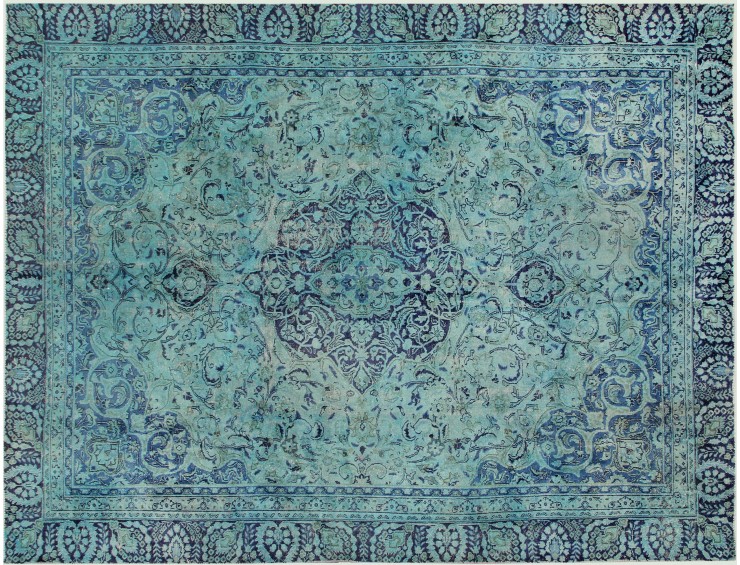 Turquoise Persan Tapis persan vintage 350 x 242 cm