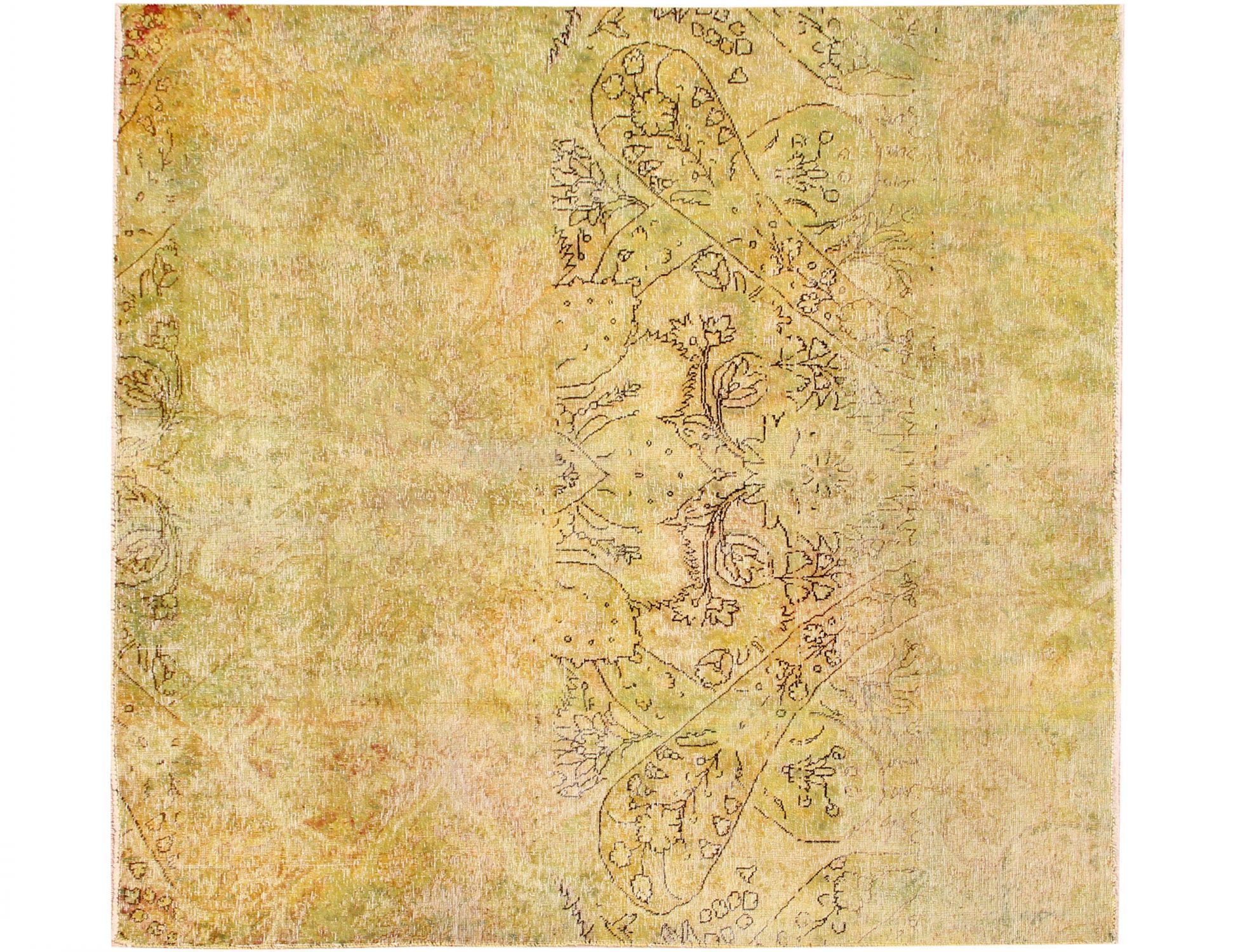 Persisk vintagetæppe  gul <br/>200 x 200 cm