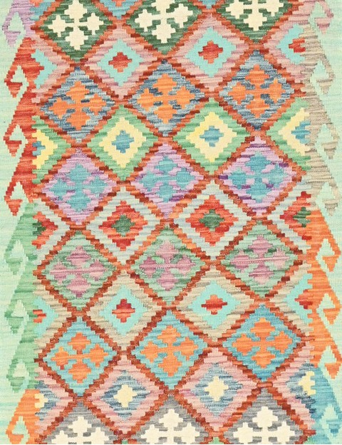 Multicolore Afghanistan Kelim  299 x 83 cm