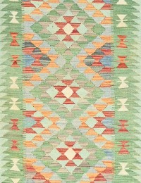 Vihreä Afghanistan Kelim  295 x 80 cm