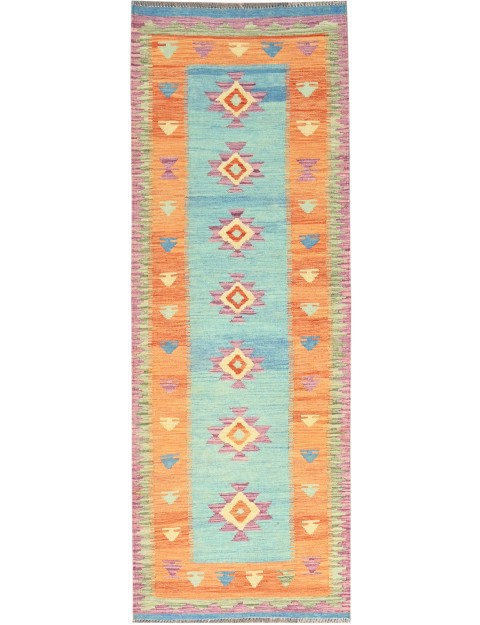 Bleu Afghanistan Kelim 276 x 88 cm