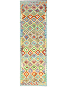Multi kleur Afghanistan Kelim  304 x 82 cm
