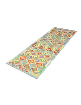 Multi kleur Afghanistan Kelim  304 x 82 cm
