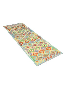Multi kleur Afghanistan Kelim  304 x 82 cm