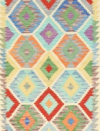 Multifarvet Afghanistan Kelim  286 x 83 cm