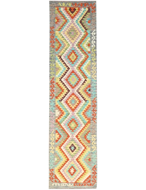 Mehrfarbig Afghanistan Kelim 391 x 78 cm