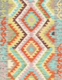 Multi kleur Afghanistan Kelim  391 x 78 cm