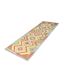 Multi kleur Afghanistan Kelim  391 x 78 cm