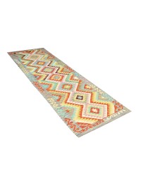 Multi kleur Afghanistan Kelim  391 x 78 cm