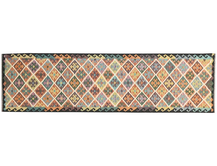 Multi kleur Afghanistan Kelim  388 x 82 cm