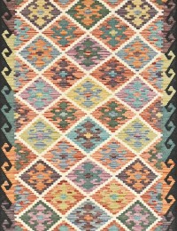 Multi kleur Afghanistan Kelim  388 x 82 cm