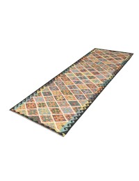 Multi kleur Afghanistan Kelim  388 x 82 cm