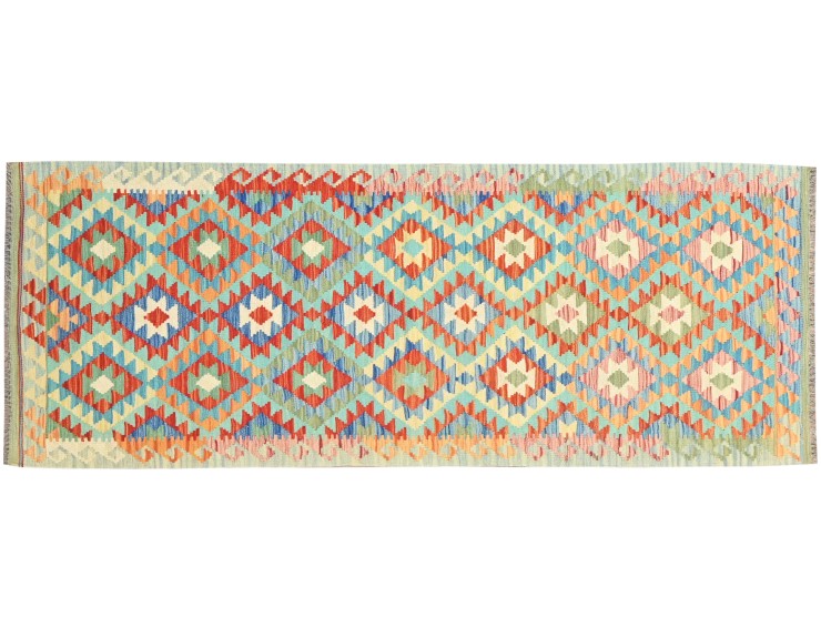 Multi kleur Afghanistan Kelim  242 x 78 cm
