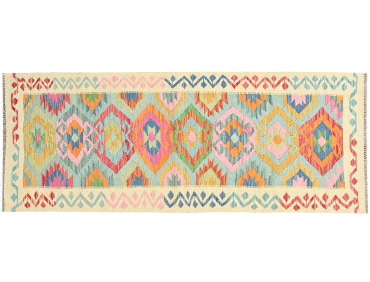 Mehrfarbig Afghanistan Kelim 240 x 81 cm