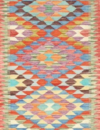 Mehrfarbig Afghanistan Kelim  245 x 83 cm