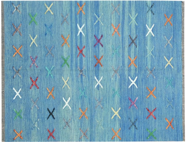 Blu Afghanistan Kelim  200 x 165 cm