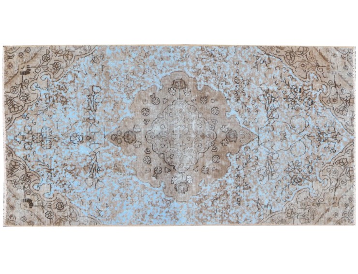 Blå Persien Persisk Vintagetæppe 224 x 113 cm