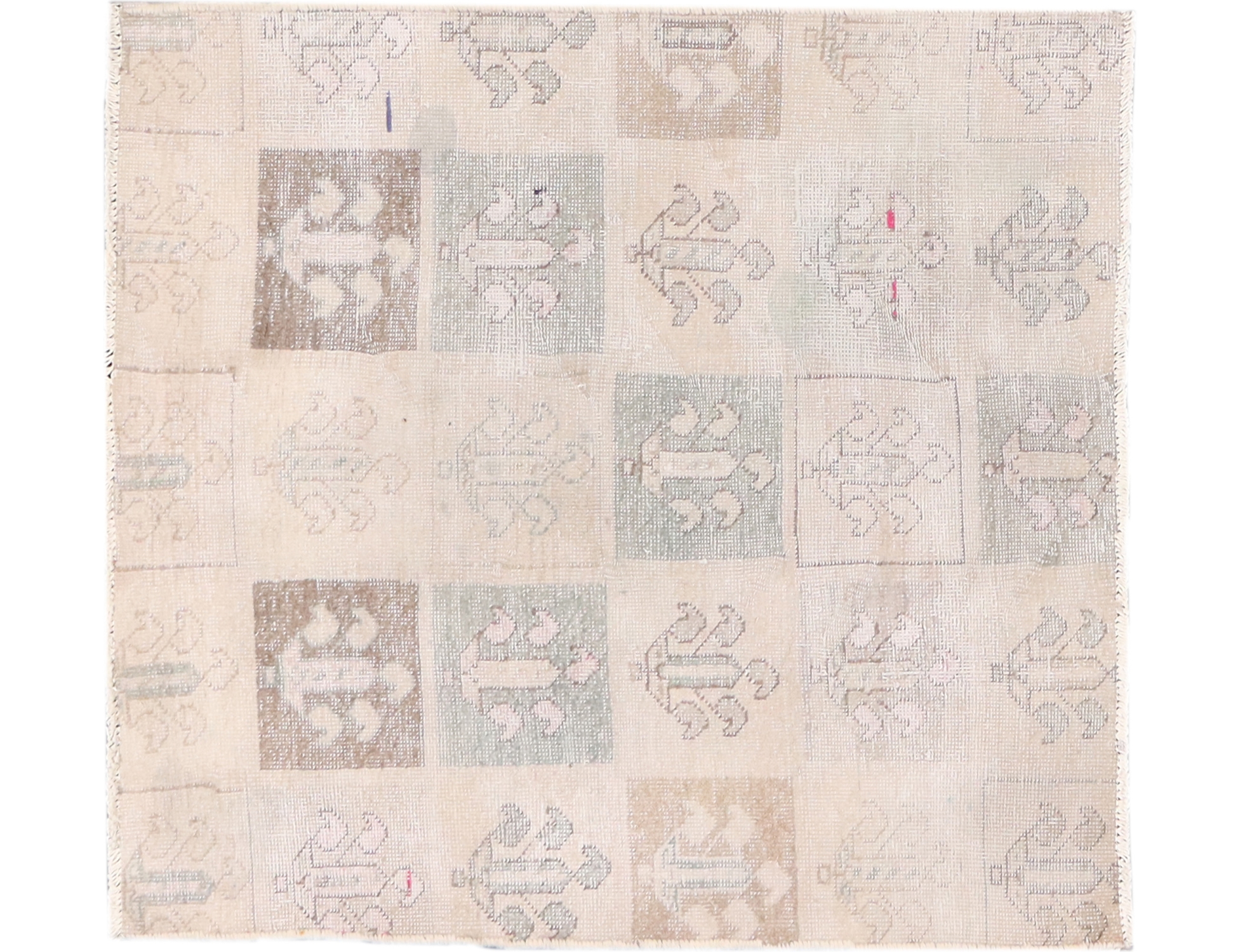 Beige Perzië Perzisch Vintage Tapijt 118 x 94 cm - Uniek handgemaakt tapijt