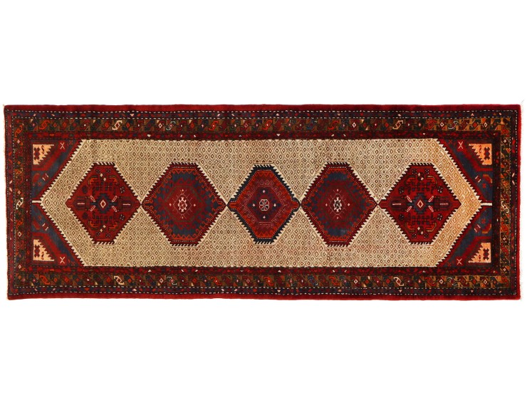 Beige Persien Persisk Tæppe 305 x 114 cm