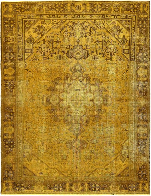 Gelb Persien Persischer Vintage Teppich 275 x 185 cm