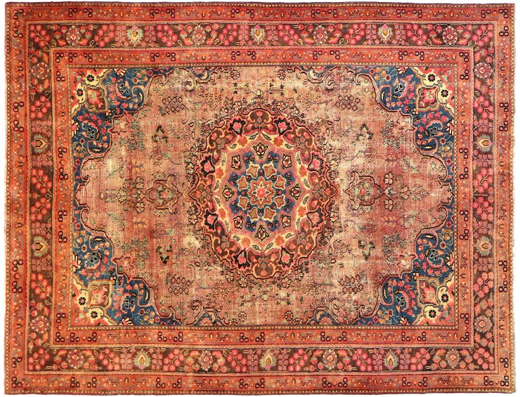 Orange Persien Persischer Vintage Teppich 280 x 195 cm
