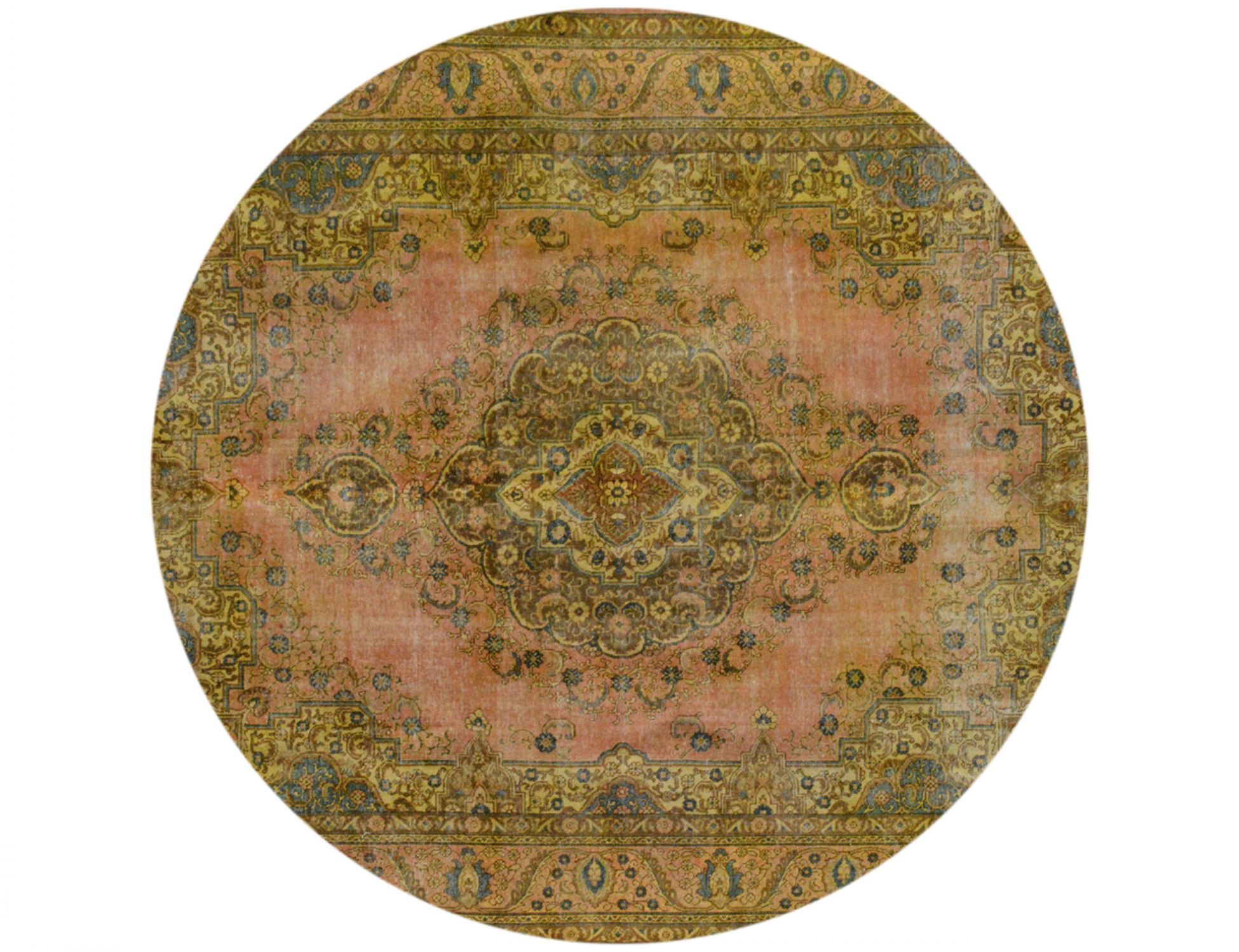 Rund Vintage Teppich rund  gelb <br/>294 x 294 cm