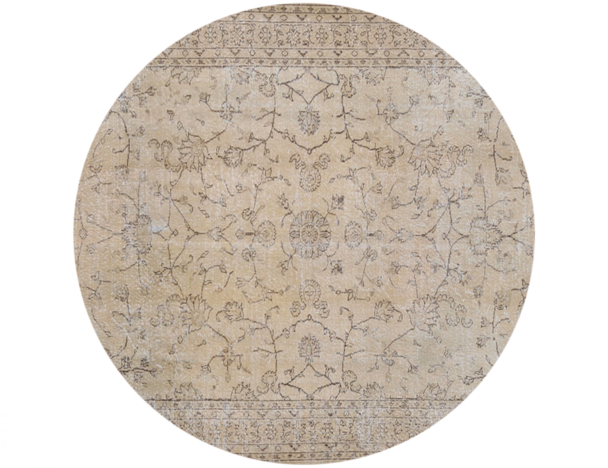 Rund Vintage Teppich rund  beige <br/>220 x 220 cm