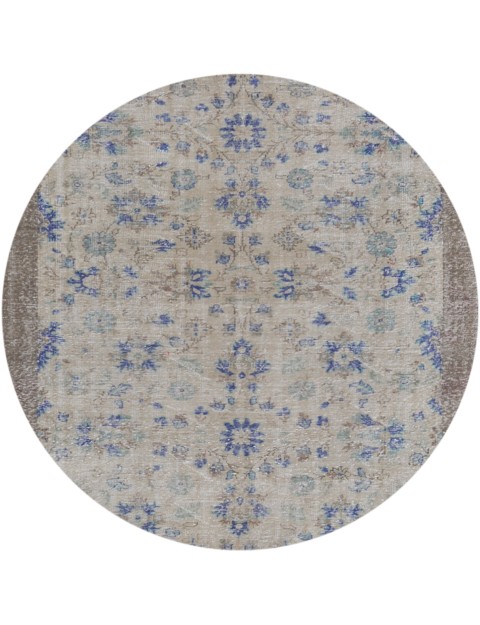 Grau Türkei Vintage Teppich rund 218 x 218 cm