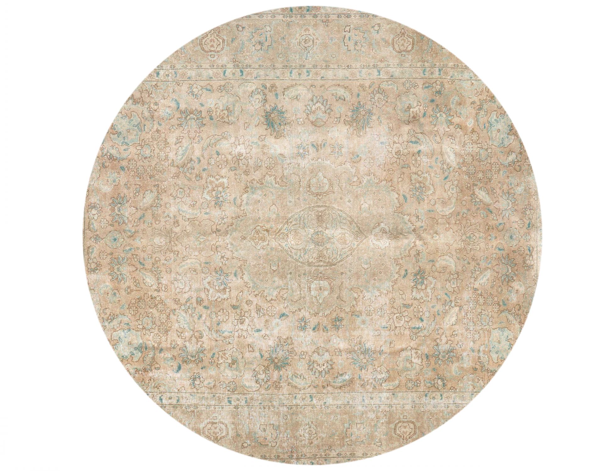 Rund Retro Perserteppich  beige <br/>255 x 255 cm
