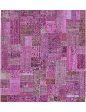 Patchwork Teppe 255 X 255 rosa